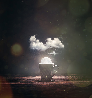 Rain, Moon, Glare, Miscellanea, Miscellaneous, Cup, hop, Cloud, Mug HD phone wallpaper