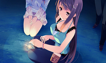 Amane Mochizuki, night, anime girl, anime, kono oozora ni tsubasa wo hirogete, firework HD wallpaper