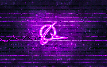 Boeing violet logo, , violet brickwall, Boeing logo, brands, Boeing neon logo, Boeing HD wallpaper