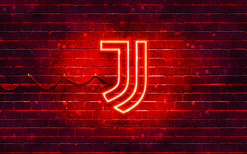 Juventus FC red logo, , red brickwall, Juventus FC logo, brands, Juve, Juventus FC neon logo, Juventus FC, Juventus logo HD wallpaper