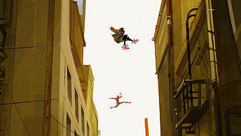 Spiderman Jumping Through Buildings, spiderman, superheroes, artist, artwork, digital-art HD wallpaper