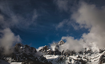 Nature, Mountains, Fog, Snow Covered, Snowbound, Spain, Picos De Europa, Picos De Uropa HD wallpaper