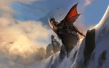 Dragon, winter, art, adventure, fantasy, cg, snow, , marc simonetti, ice HD wallpaper