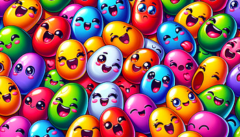 Colorful Emoticon Jelly Beans, jelly bean, smiley, colorful eggs, cartoon style, happy face HD wallpaper