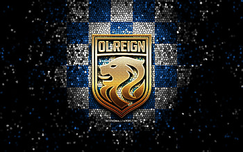 OL Reign FC, glitter logo, NWSL, blue white checkered background, soccer, american football club, OL Reign logo, mosaic art, football, OL Reign HD wallpaper