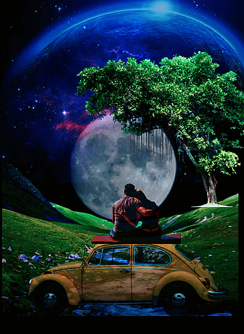 Moon light couples HD phone wallpaper