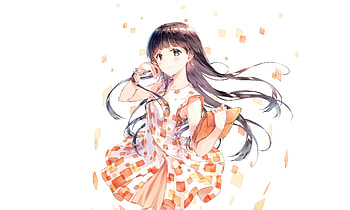 Cute, dark, long hair, Yuka Kashino HD wallpaper