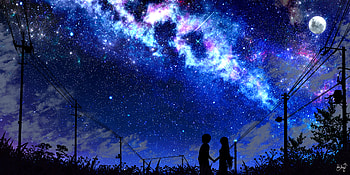 Art, Night, Dark, Silhouette, Starry Sky HD wallpaper