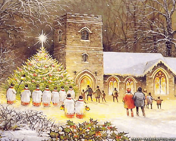 Carolers Congregation, congregation, carolers, painting, christmas HD wallpaper