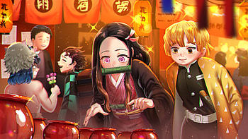 Inosuke Hashibira Nezuko Kamado Tanjiro Kamado Zenitsu Agatsuma Demon Slayer Kimetsu no Yaiba HD wallpaper