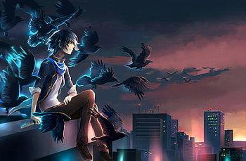 Night Lights Anime, anime-boy, anime, artist, artwork, digital-art, deviantart HD wallpaper