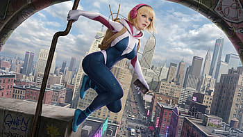 Gwen In The Multiverse Glow, gwen-stacy, artwork, art, digital-art, superheroes, artstation HD wallpaper