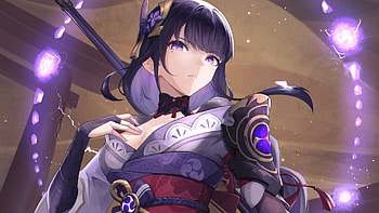 Purple Eyes Baal Raiden Shogun Genshin Impact HD wallpaper