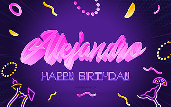 Happy Birtay Alejandro, , Purple Party Background, Alejandro, creative art, Happy Alejandro birtay, Alejandro name, Alejandro Birtay, Birtay Party Background HD wallpaper