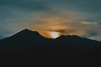 Sunset, Mountains, Dark HD wallpaper