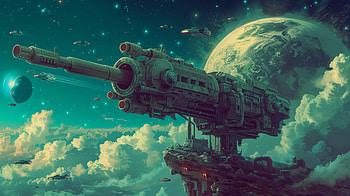 Planetary Defense Space Cannon, planetary defense, space, Sci Fi, planet HD wallpaper