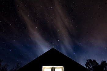 Night, Dark, Starry Sky, Window, Roof HD wallpaper