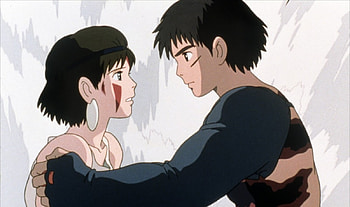 Princess Mononoke- San And Ashitaka, wolf girl, action, love, animal gods HD wallpaper