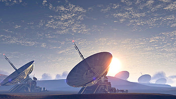 Satellite Station, blue, sky, sun, cloud HD wallpaper
