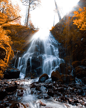 Nature, Stones, Waterfall, Spray, Wildlife, Moss, Creek, Brook HD phone wallpaper
