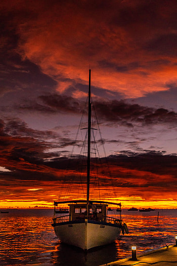 Nature, Sunset, Sky, Boat HD phone wallpaper
