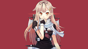 Red Eyes Anime Girl With Black White Dress In Light Red Background Anime Girl HD wallpaper