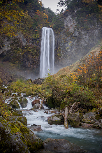 Nature, Stones, Rock, Waterfall, Flow, Moss, Stream HD phone wallpaper