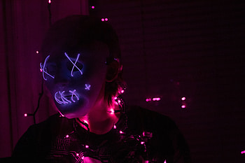 Dark, Miscellanea, Miscellaneous, Glow, Mask, Human, Person, Garland HD wallpaper