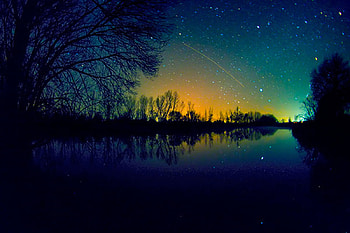 Starry Sunset, blue, starry, water, sunset HD wallpaper