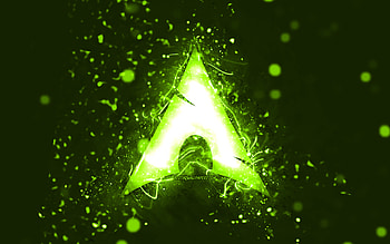 Manjaro lime logo, , lime neon lights, Linux, creative, lime abstract background, Manjaro logo, OS, Manjaro HD wallpaper