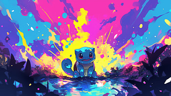 Squirtle in Vibrant Sunset - Pokémon, Pokemon, Squirtle (Pokémon), Digital Art, colorful, water HD wallpaper