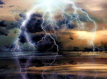 Flash dance, reflections, dark, lightning, flashes, nature, sky, water, striking, storm clouds HD wallpaper