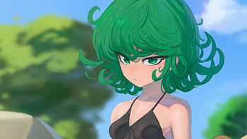 Green Hair Tatsumaki One-Punch Man HD wallpaper