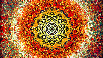 Red Yellow Black White Circles Art Pattern Fractal Abstraction Abstract HD wallpaper