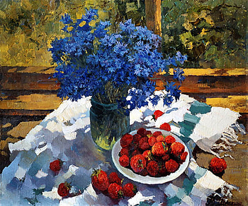 Довбенко Виктор. Утром, fruit, art, painting, flower HD wallpaper