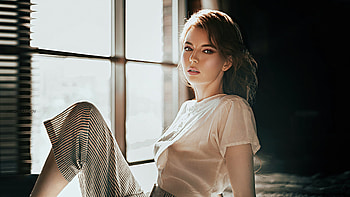 Women Sitting By The Window Side , girls, model HD wallpaper