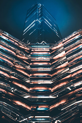 Cities, Night, Architecture, Building, Bottom View HD phone wallpaper