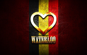 I Love Waterloo, belgian cities, golden inscription, Day of Waterloo, Belgium, golden heart, Waterloo with flag, Waterloo, Cities of Belgium, favorite cities, Love Waterloo HD wallpaper