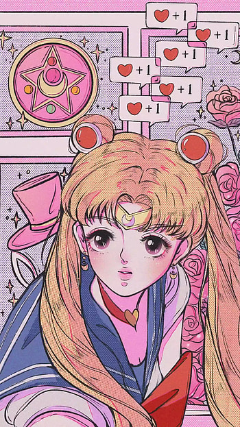 Sailor Moon, love, red, pink, blue, anime_girl, messenger, sailor_moon, anime, heart, sailormoon HD phone wallpaper