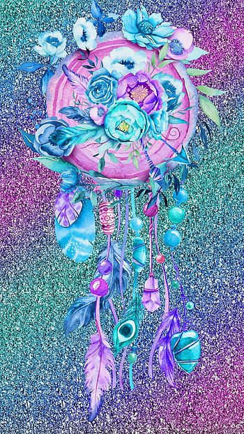 feather, blue, flower, colorful, fantasy, artistic, dreamcatcher HD phone wallpaper