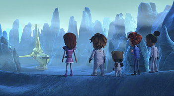 Stella, Sean, Mindy, Jet, and Sydney looking out on Mascarpone, Sean Rafferty (Ready Jet Go!), Mindy Melendez (Ready Jet Go!), Jet Propulsion (Ready Jet Go!), Sydney Skelley (Ready Jet Go!), TV Show, Ready Jet Go! HD wallpaper