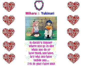 Miharu & Yukinari, mihaur, other, heart reef, sasaki, love power, hm, anime, picnic basket, love, hearts, yukinari, love poem HD wallpaper