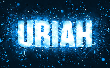 Happy Birtay Uriah, , blue neon lights, Uriah name, creative, Uriah Happy Birtay, Uriah Birtay, popular american male names, with Uriah name, Uriah HD wallpaper