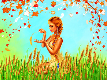 Hello September, Grain, Girl, Autumn, Leafs HD wallpaper