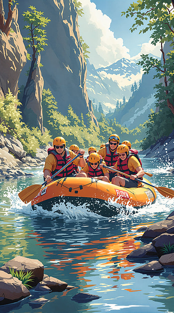 Adventure Awaits: Rafting Fun, river, mountain HD phone wallpaper