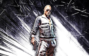 PlayerUnknown, grunge art, Brendan Greene, PUBG, PlayerUnknowns Battlegrounds, gray abstract rays, Brendan Greene PUBG HD wallpaper