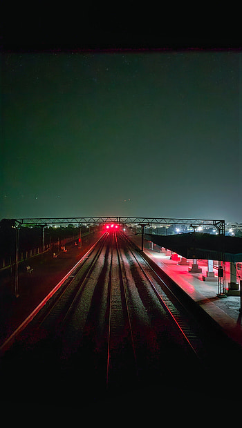 Railway, automotive lighting, sky, nature, realme short HD phone wallpaper