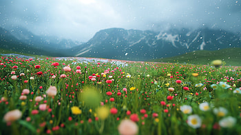 Vibrant Mountain Meadow, spring, mountain HD wallpaper
