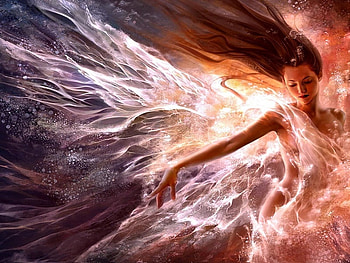 Nymph, sea, abstract, fantasy, girl, water HD wallpaper