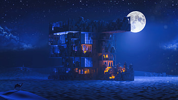 Scifi World Moon Night, scifi, world, moon, night, artist, cyberpunk, artwork, art, digital-art HD wallpaper
